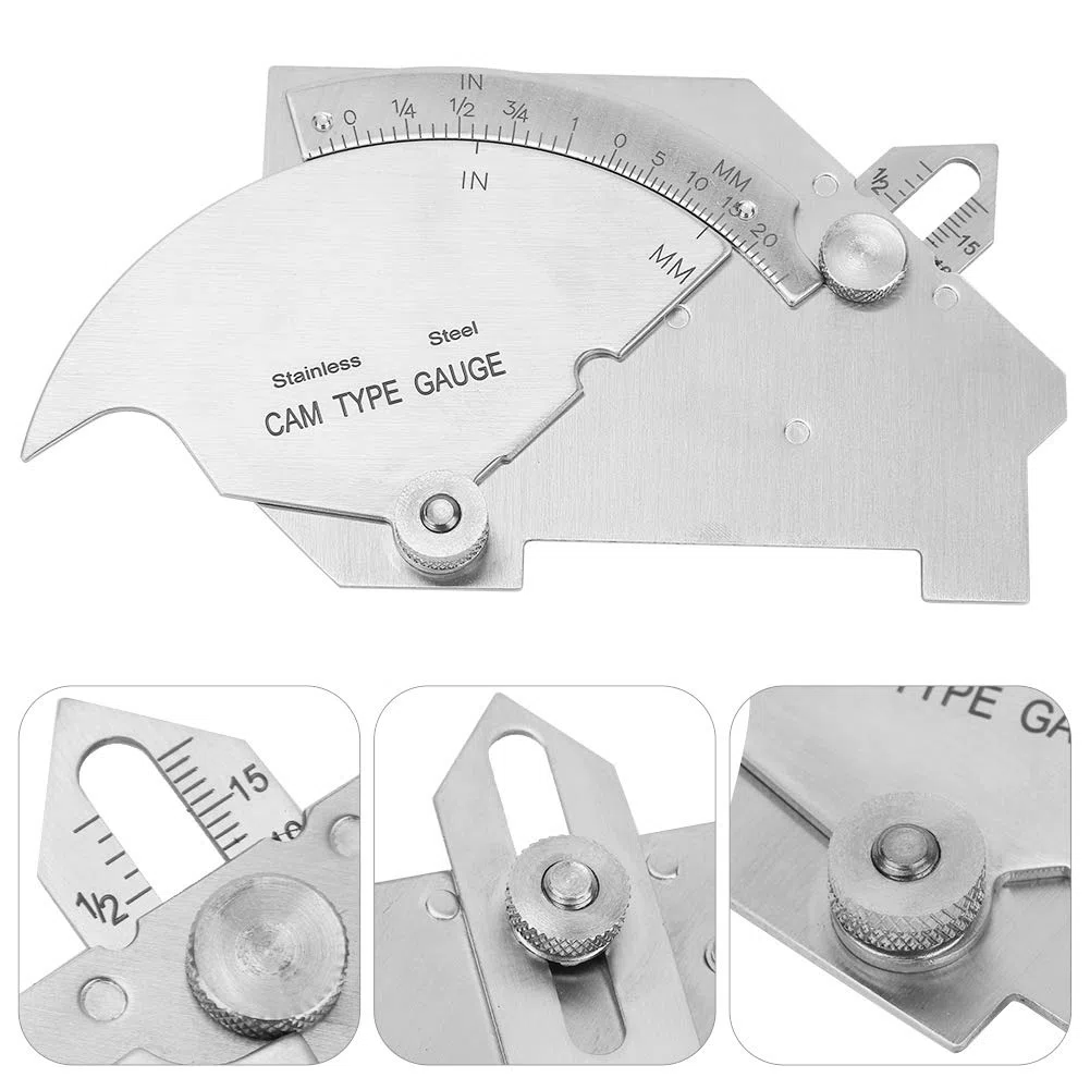 Medidor de filete de Soldadura, Herramienta de Soldadura Inspección,acero inoxidable Imperial MG-8 Bridge CAM Regla de prueba de inspección de costura de soldadura con caja, para medición de soldadura