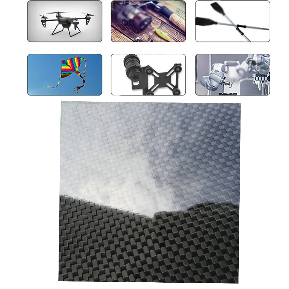 Hoja De Placa De Fibra De Carbono 3K Panel De Placa De Carbono De Alta Resistencia 400Mmx500mm Panel Superficie Brillante Para Helicóptero Y Aviones RC.,Thickness:0.2mm