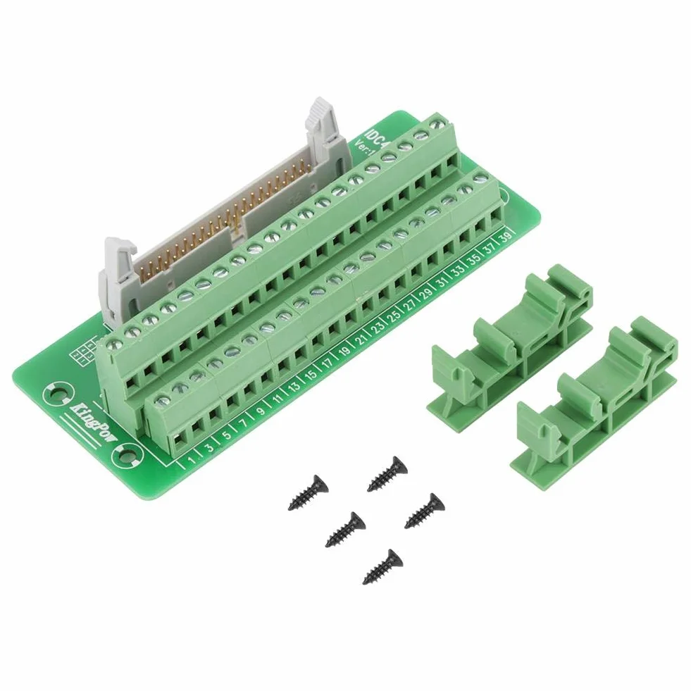 Conector de Bloque de Terminales, IDC40p Placa de Conexión de Encabezado Macho de 40 Pines Conector de Bloque de Terminales Interfaz PLC Con Soporte Para PLC Servo y Montaje En Riel DIN