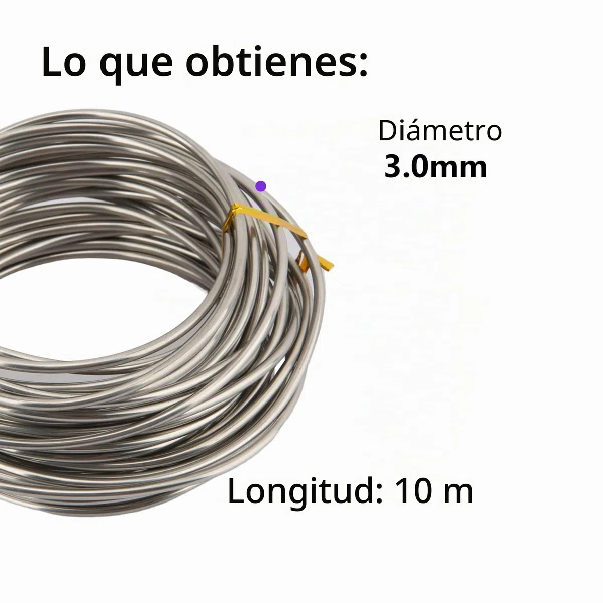 Alambre de acero inoxidable, 3 mm de diámetro, 10 m, número de pieza BXG3.010