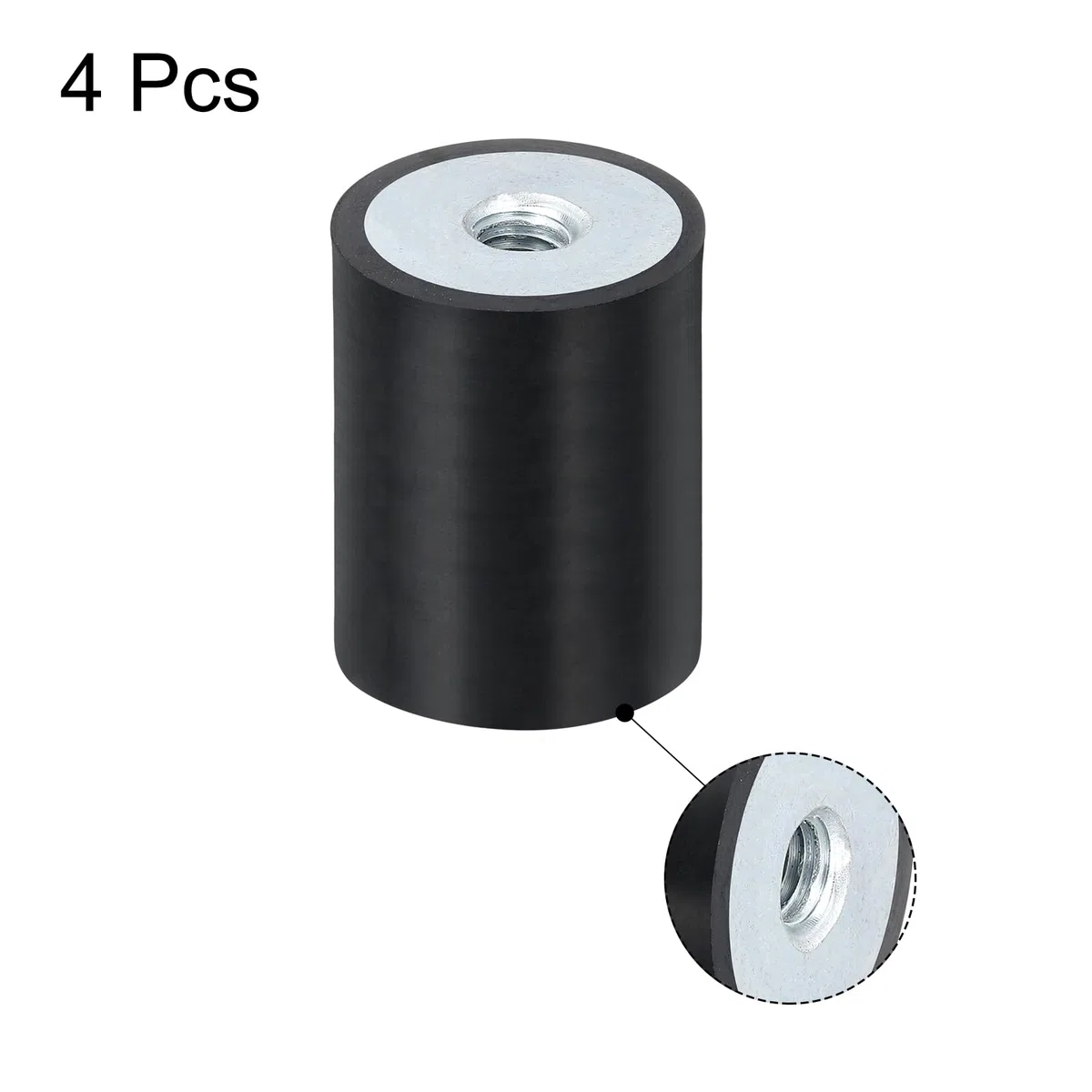 QUARKZMAN 4 casquillos roscados M8 de 30 x 40 mm, de goma, aislantes de vibraciones, reemplaza a las almohadillas antivibraciones, bloque base silencioso, plano