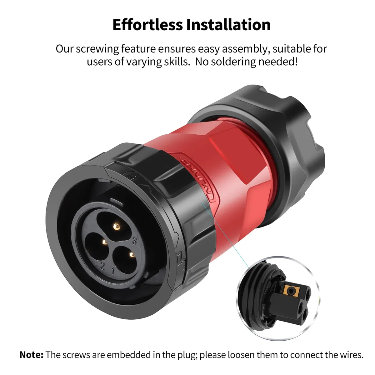 CNLINKO YM-20 Conector roscado de 3 pines IP68 conector estanco circular, carcasa de plástico PBT y conector de aviación de inserción rápida, enchufe macho/hembra M20 (3 pines con conexión roscado)