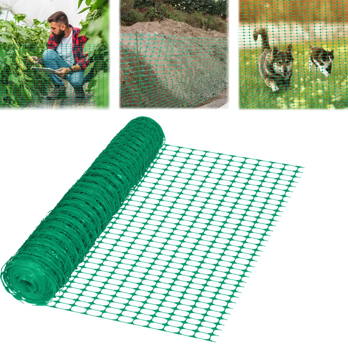 LARS360 1 x 30 m de valla de seguridad, red de protección de plástico para construcción, red de advertencia, sin flejes, verde (1 rollo)