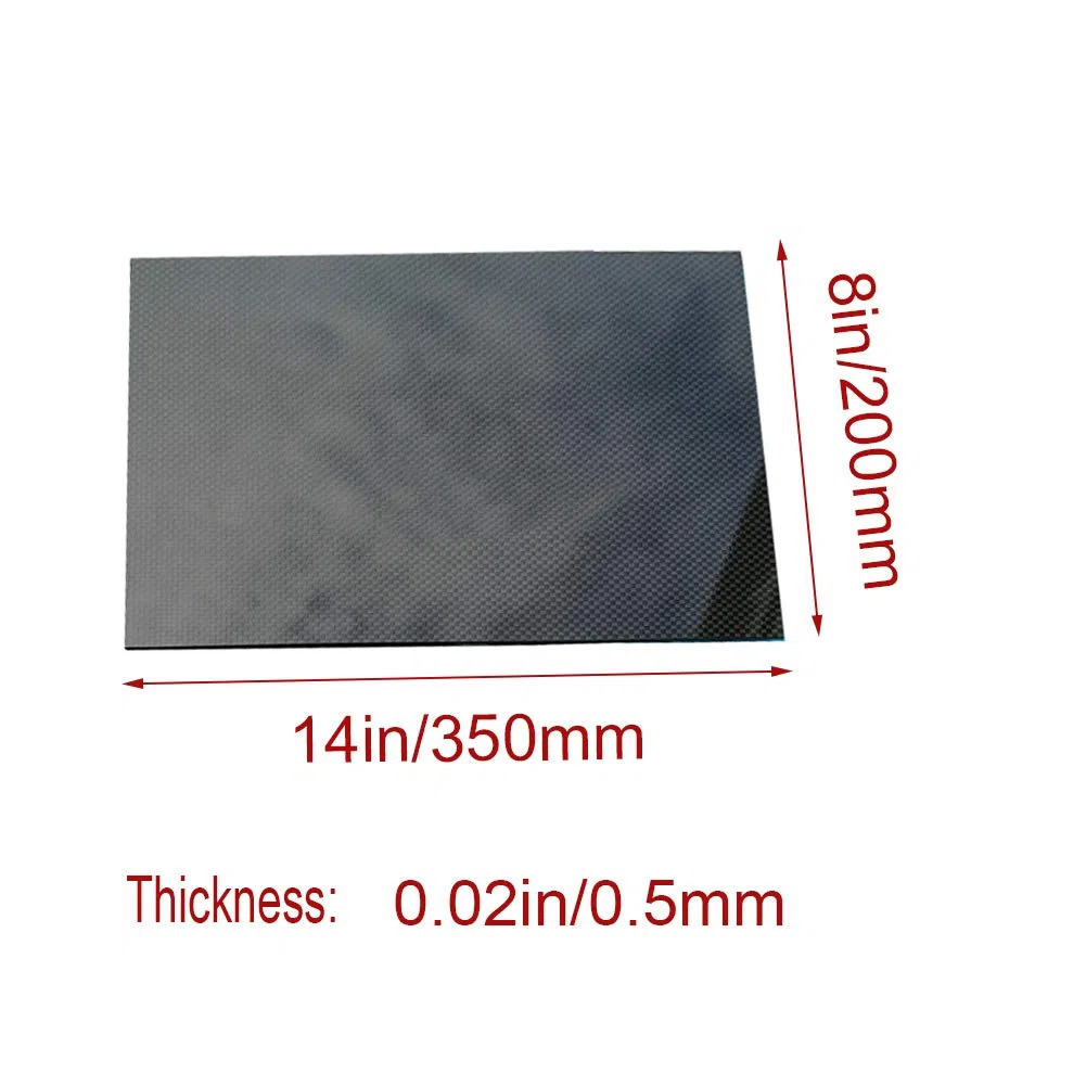 Hoja de Fibra de Carbono 3K 100% Placa de Placa Panel rígido Laminado de Sarga de Sarga Superficie Brillante para RC Drone Quadcopter Car,200mm x 350mm x 0.5mm