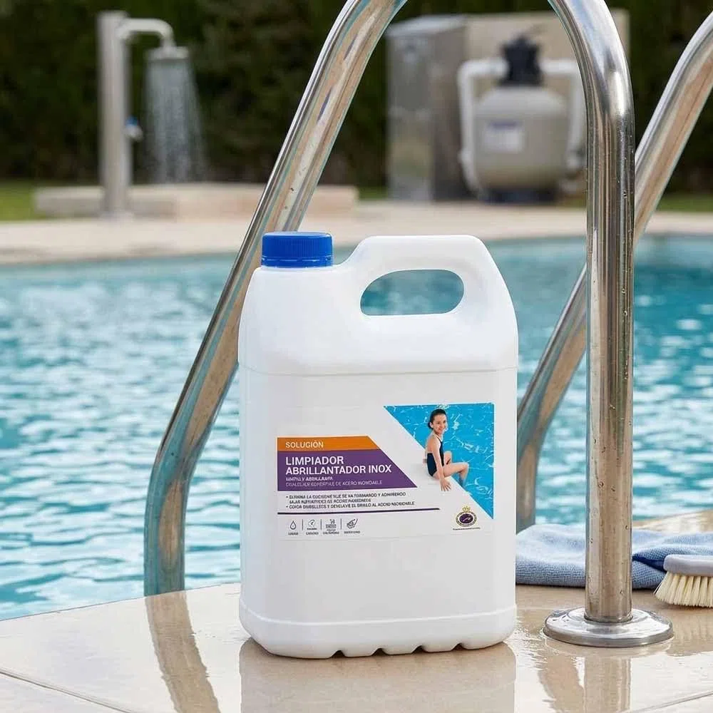 Suinga Limpiador Abrillantador de Acero Inoxidable para Piscina 5 litros | Limpieza Profesional y Brillo Duradero | Mantenimiento Eficiente de Equipos y Superficies de Piscinas
