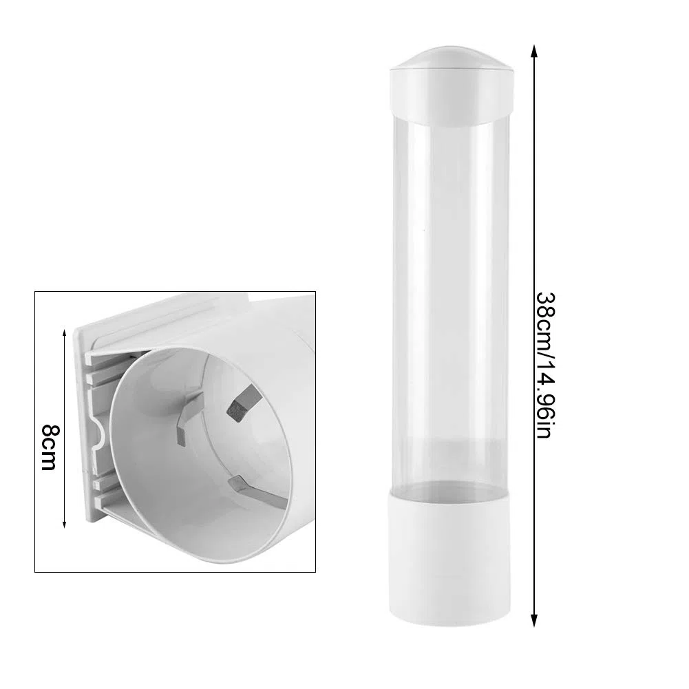 Dispensador de Vasos de Papel, Dispensador de Plástico Montado en la Pared con Tapa Antipolvo para Copas de Papel y Conos de Papel Biodegradable 7.5cm 50 Cups