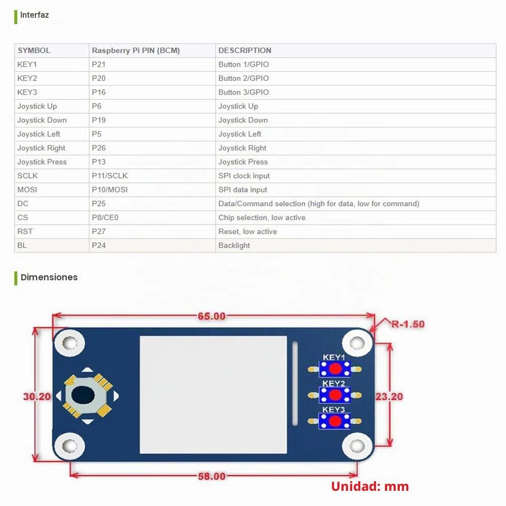 Waveshare Raspberry Pi 1.3inch IPS LCD Display Hat, 240x240 Pixels with Embedded Controller, Communicating Via SPI Interface