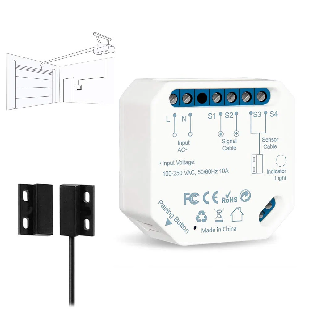 LoraTap Abridor Inteligente de Puerta de Garaje WiFi :Actualiza la Puerta de Garaje Eléctrica Existente - Alertas de Estado en Tiempo Real - Control Remoto por App - Voz Alexa & Google Assistant