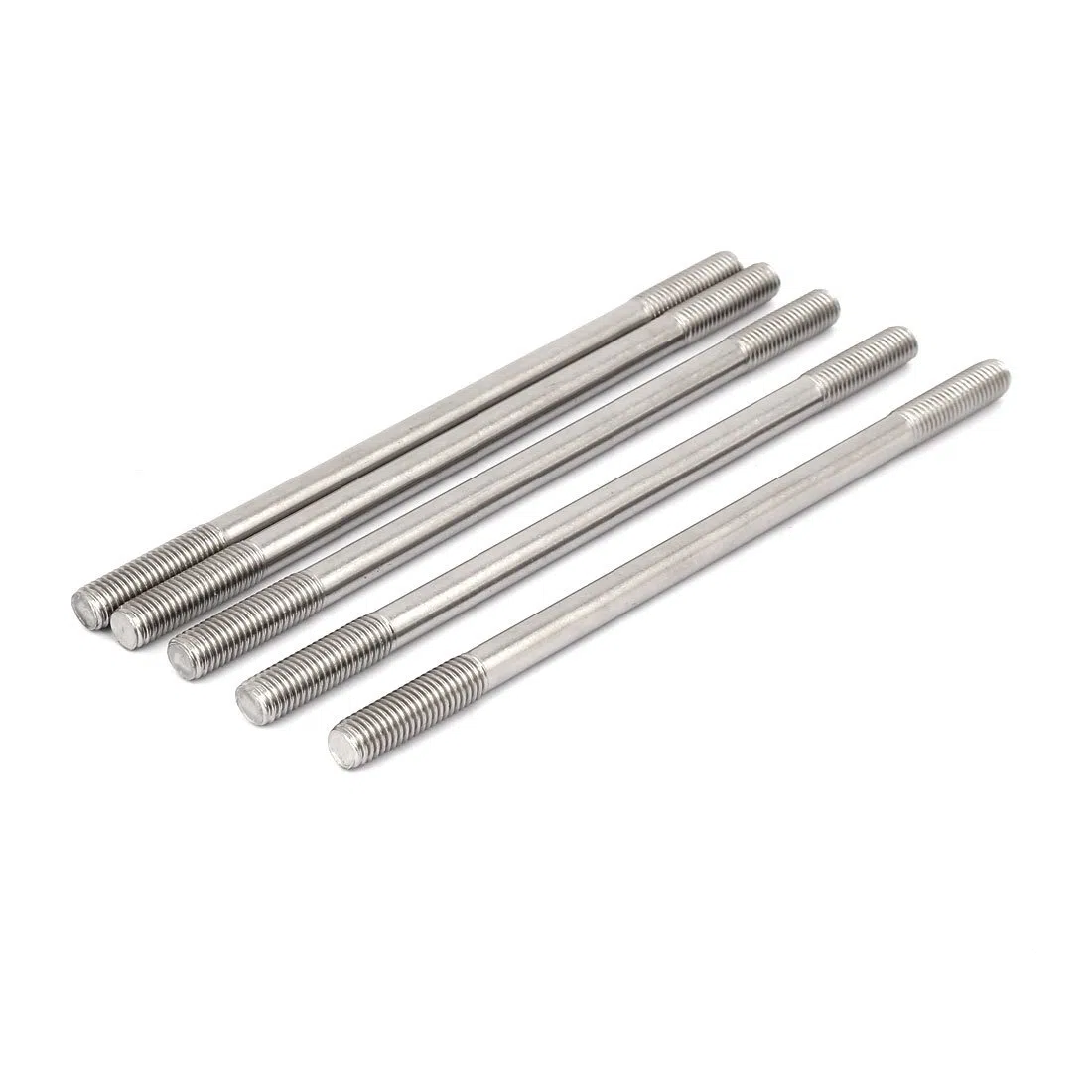 sourcing map M10x200mm Doble Extremo Rosca 304 Inoxidable Acero Apretado Ajustable Empuje Varilla Perno 5 Piezas