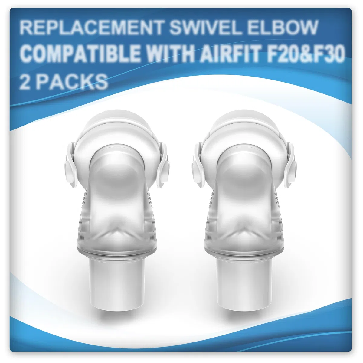 2 Paquetes de Recambio de Conector de Codo Giratorio Compatible con Airfit F20 y Airfit F30, Codo de Liberación Rápida del Tubo, accesorios de CPAP de BlessEase