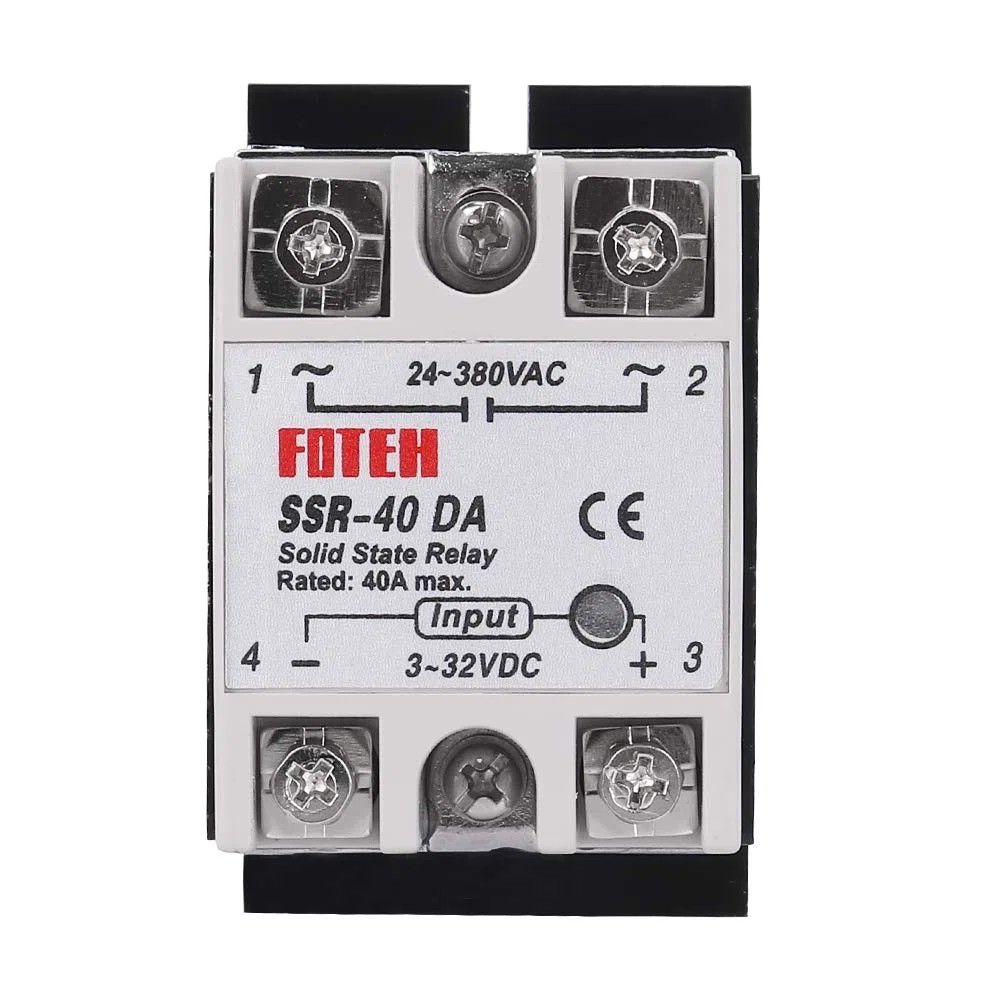 Yofuly - Relé de estado sólido + disipador de calor SSR-40 DA 40A DC 3-32V a AC 24-380V SSR, paquete de 3