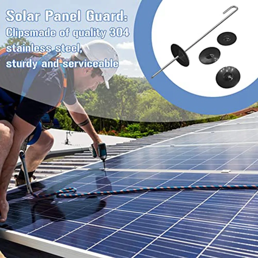 100 paquetes de clips de protección para panel solar, cierres de valla de acero inoxidable kit de rodillo de protección para animales para panel solar