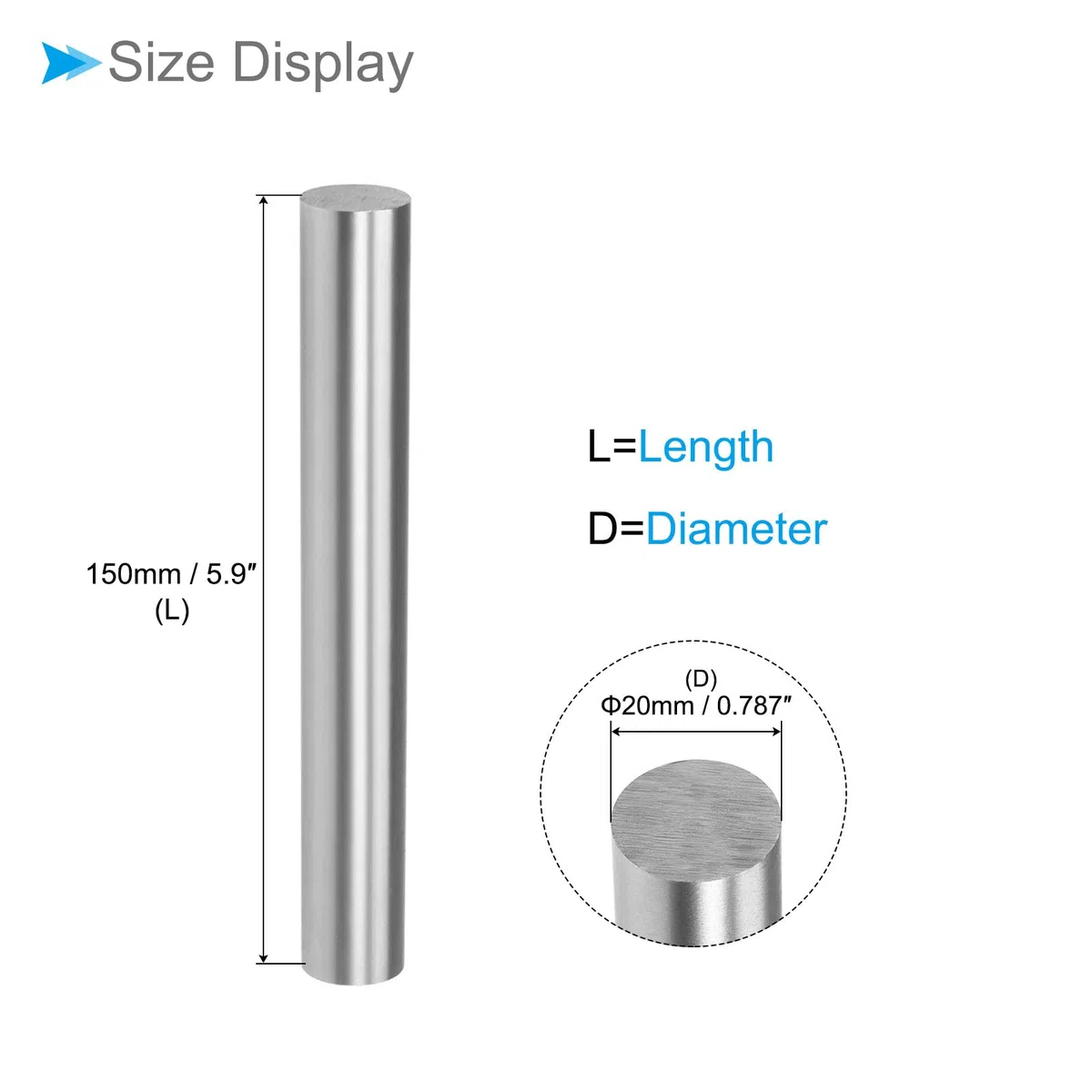 Redondo Acero Varilla, 20mm Diámetro 150mm Longitud, Alta Velocidad Acero Barra Troquel Artesanal DIY Herramienta - (Aplicaciones: para Taladro Tornos), 1 Unidad