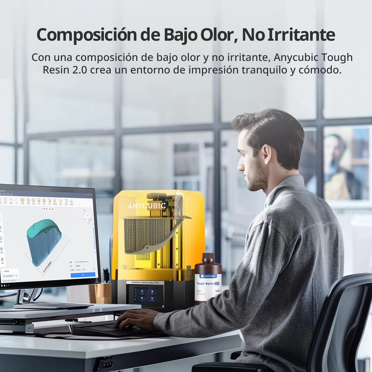 ANYCUBIC Tough Resin 2.0, Resina para Impresora 3D con Alta Dureza y Alta Precisión, 365-405nm Resina 3D de Curado Rápido para Impresión 3D 4K 8K LCD/DLP/SLA (Transparente, 1kg)