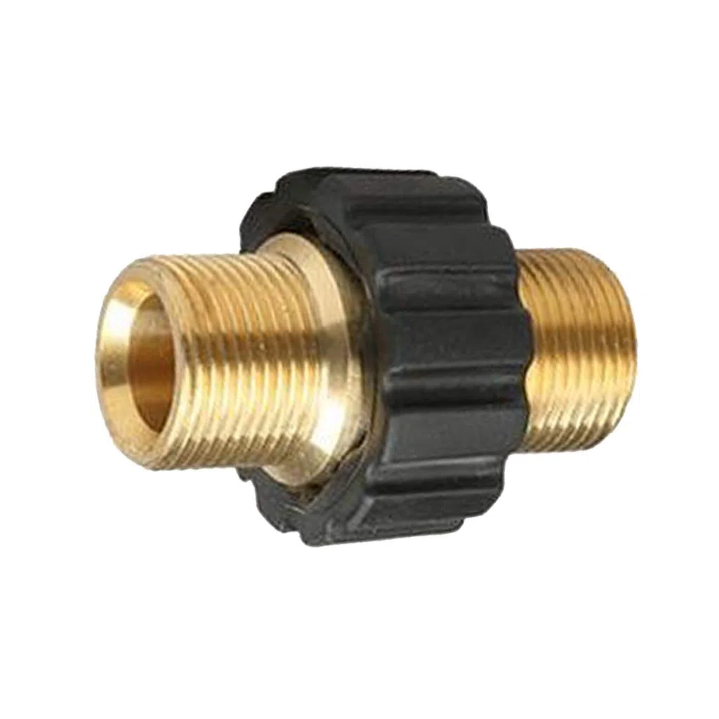 XIE Conector de Lavadora de Alta presión de latón, Rosca Externa métrica M22 de 15 mm a Orificio Interno M22 de 14 mm, Longitud de 2,1 Pulgadas, Manguera Universal de Lavadora de Alta presión