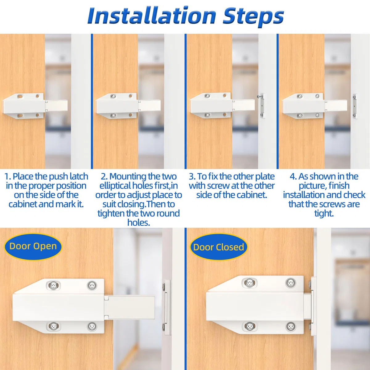 Push to Open Door Opener Push to Open Magnet Jiayi 6 pieces Heavy Duty Cabinet Door Opener Tip On for Doors Fitting Furniture Drawers Push Opener Cabinet Door Opener Magnetic Latch