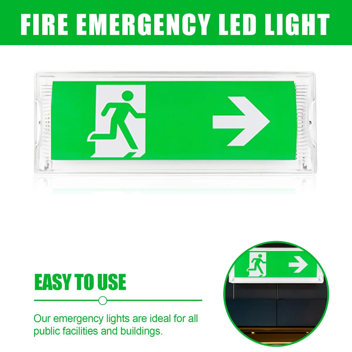 LED-Notbeleuchtung: IP65 Impermeable Iluminación De Emergencia, Lámpara De Salida LED Con Batería De Rescate 3h, Luminaria De Salida De Rescate Con 4 Pictogramas Para Todas Las Instalaciones