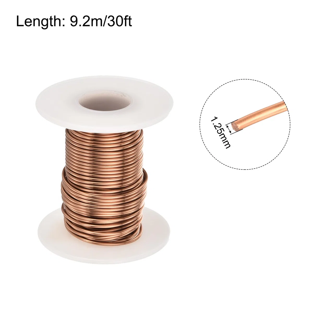 sourcing map Alambre magnético de 1,25 mm, alambre de cobre esmaltado de 9,2 m, alambre de bobinado magnético esmaltado, 100 g, 155C para transformadores inductores
