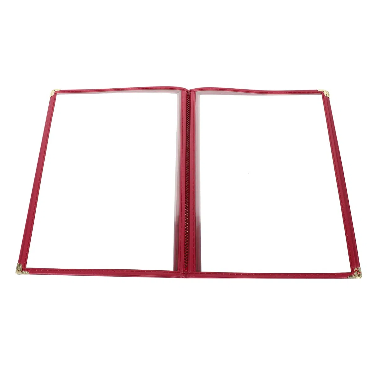 Amosfun Funda para Menú de Pvc Rojo A4 6 Páginas Transparentes, Cubierta Protectora Flexible E Irrompible para Restaurantes, Cafeterías y Bares, Soporte para Lista de Precios Insertada