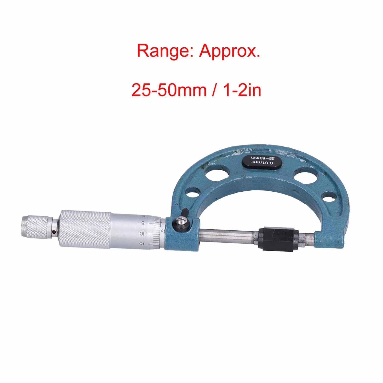 Micrómetro Exterior, Medidor de Espesor Micrométrico Exterior de Acero Inoxidable de Alta Precisión con Llave de 0,01 Mm, Herramienta Micrométrica Externa para una Medición