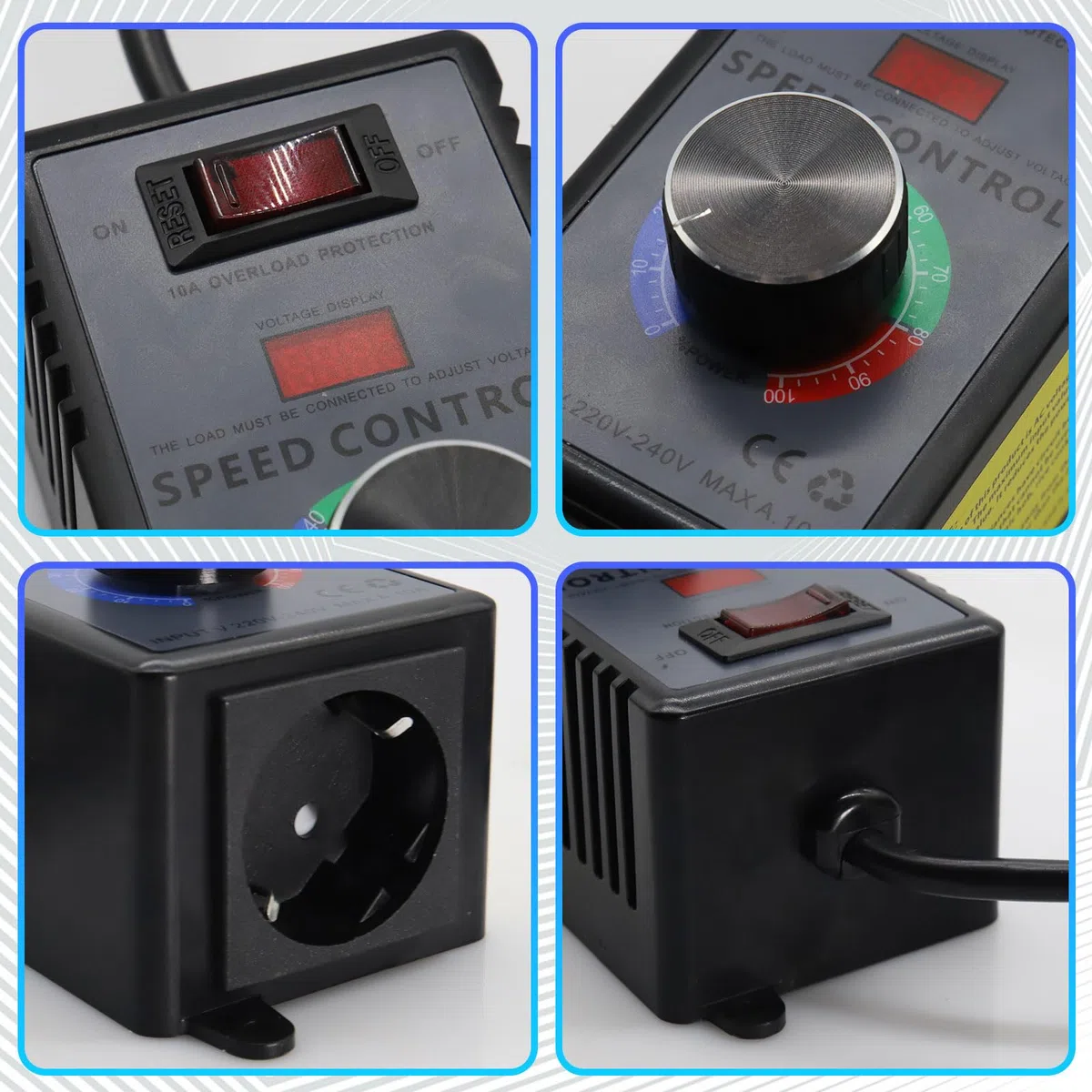4000W Motor Regulador de velocidad AYWHP Regulador de Voltaje Motor Controlador de Velocidad de Ventilador potenciometro 220v，para Amoladoras Angulares