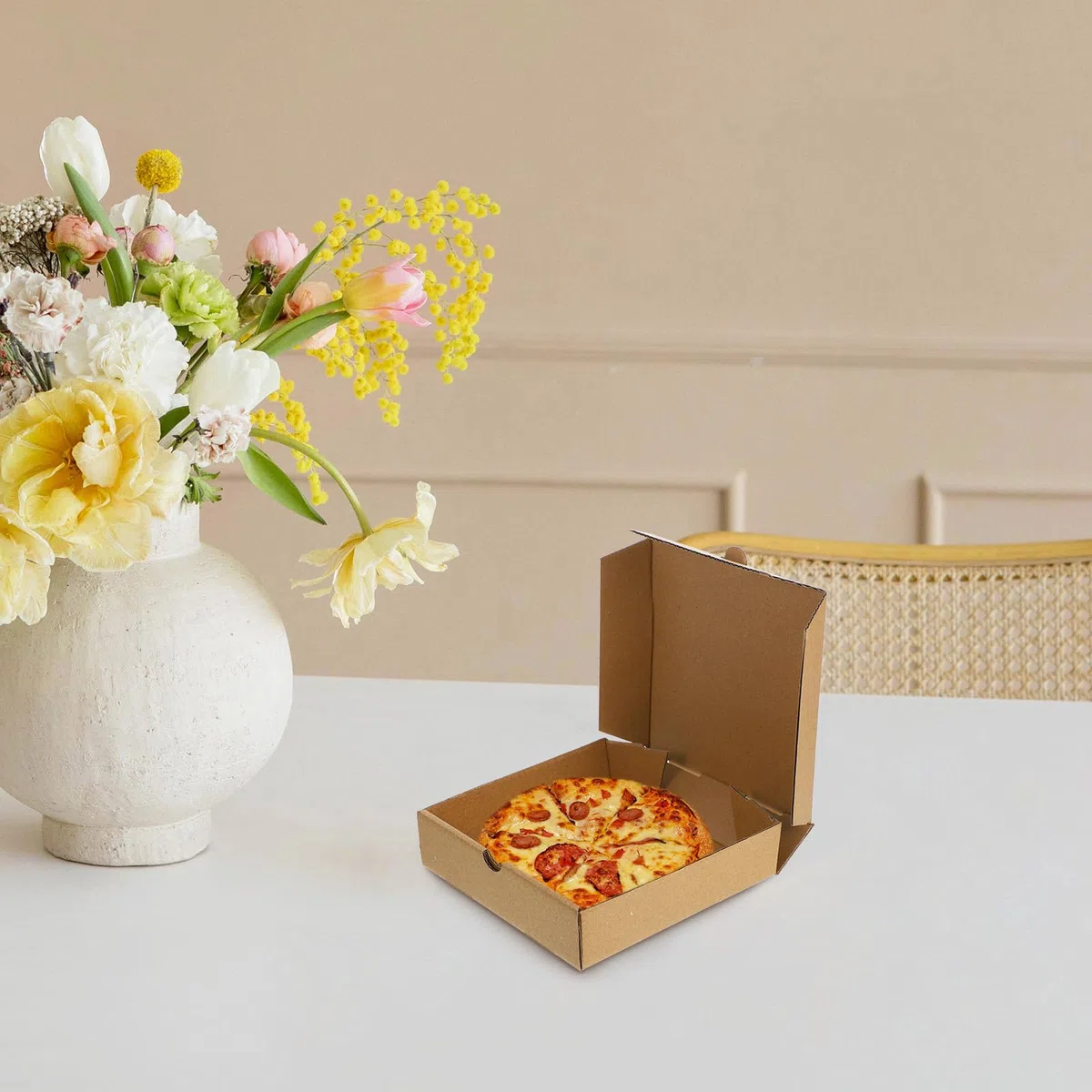 de Pizza Resistentes y Elegantes y Proteger Alimentos 10 Cajas de Papel Kraft Marrón para Llevar en Pizzerías y Restaurantes