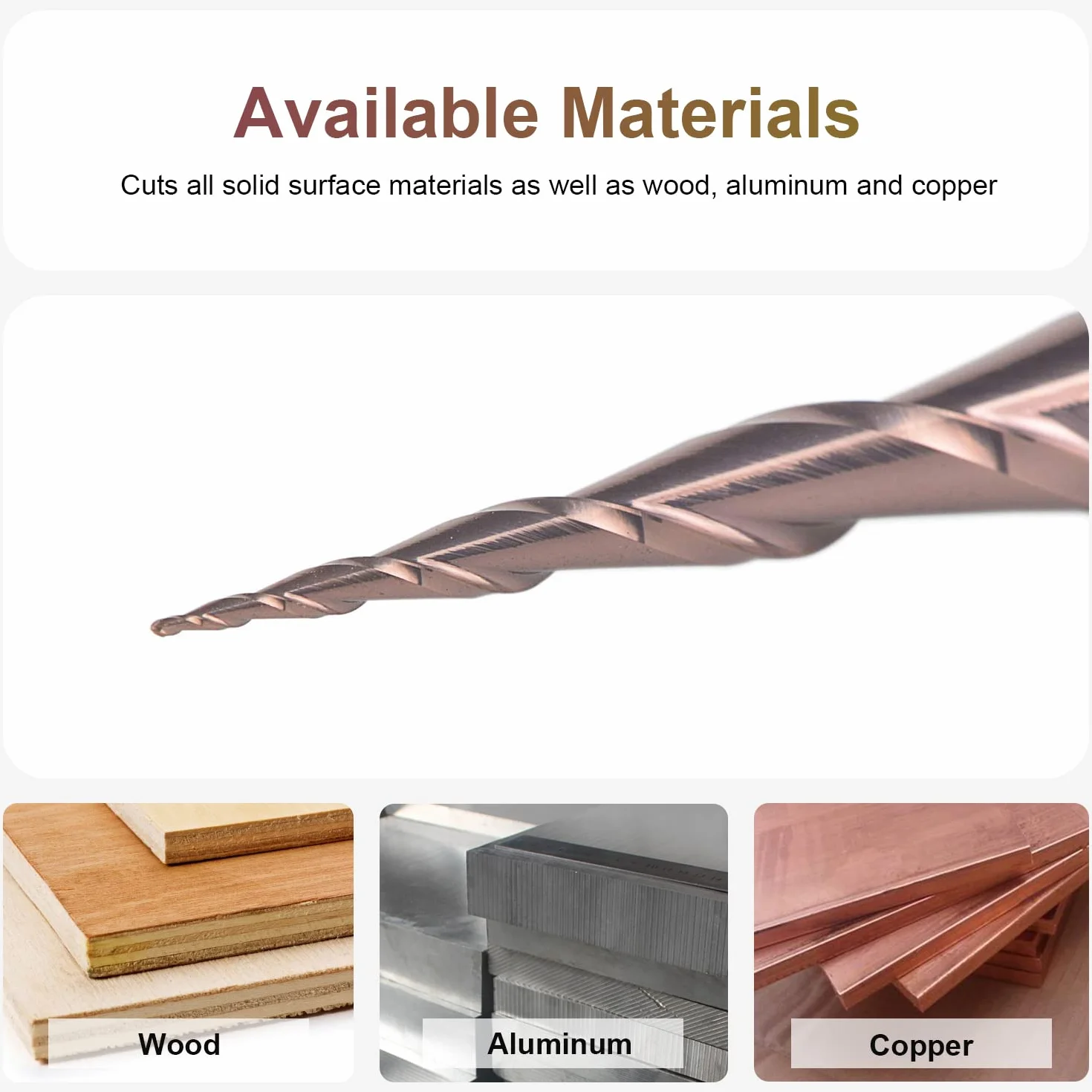 SpeTool Fresa Cónica Fresas para Madera Vástago de 6mm Radio de 0,25mm Fresa CNC Ángulo de 5,2 Grados Fresa de Carburo de Tungsteno Sólido con Recubrimiento HSi para Grabado y Talla en Madera