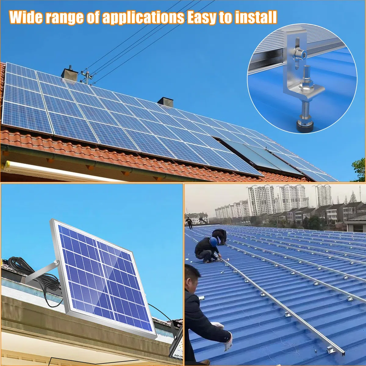 10 Piezas Juego Soporte Placas Solares, Aluminio Soportes de Montaje de Paneles Solares en Forma de L, con Tornillos, para Sistemas Solares en el Techo, Soportes Fotovoltaicos
