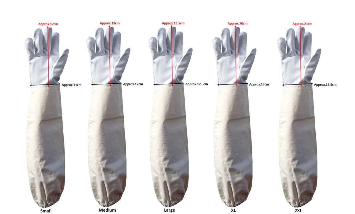 AGS Guantes de apicultor, guantes de piel de cabra para apicultura, guantes de protección (pequeño)