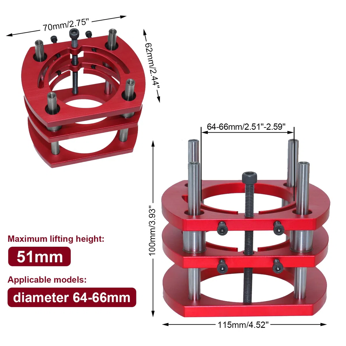 Mesa Fresadora para Madera con Plataforma Elevadora, Regruesadora, Soporte Router, Tupia, para Madera de 64-66 mm, Plato de Aluminio