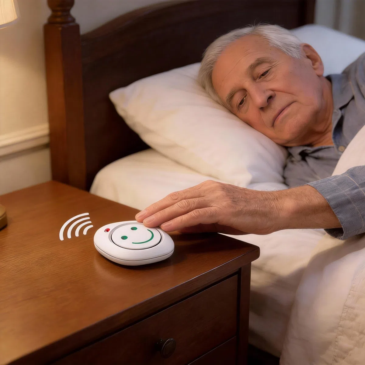 Avisador Personas Mayores, Llamada con solo Tocar, Sin Presión, Ideal para Llamadas Diarias Ancianos (o Paciente) Encamados con Fuerza Débil o Dificultad para Presionar. Alertas Duales de Sonido y Luz