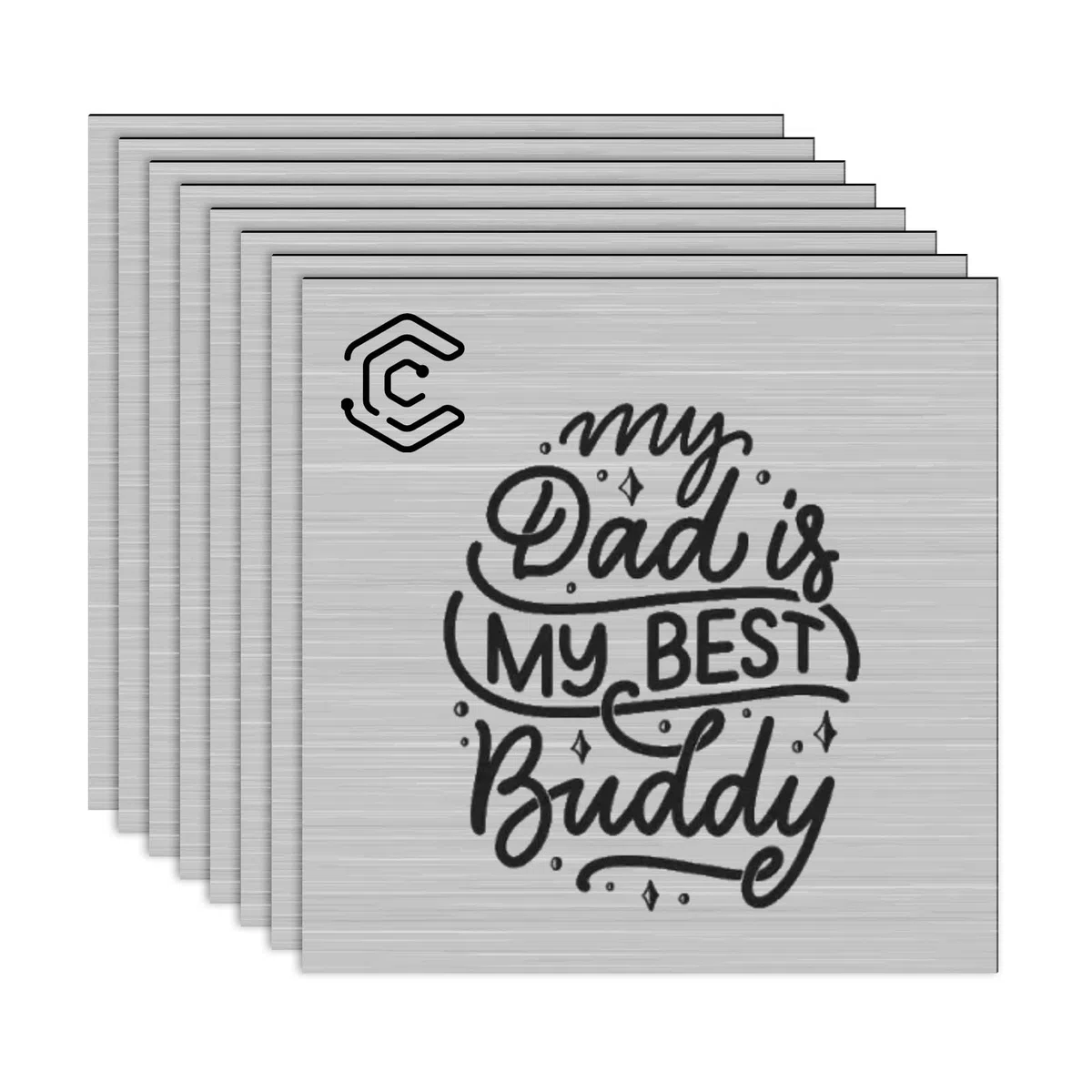 Placa para Grabado Laser, Placa ABS 1,3mm 30x30 cm, Láminas Plástico 8 Piezas Acrílico para Grabar con Láser, Bicolor Panel Moldeable de Plástico (Negro sobre Plata Cepillada)