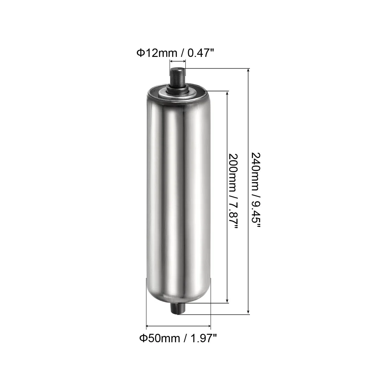 PATIKIL Transportador Rodillo 2" Diámetro 8" Longitud, Inoxidable Acero Gravedad Transmisión Reemplazo Pieza Galvanizado Extremo, Plata