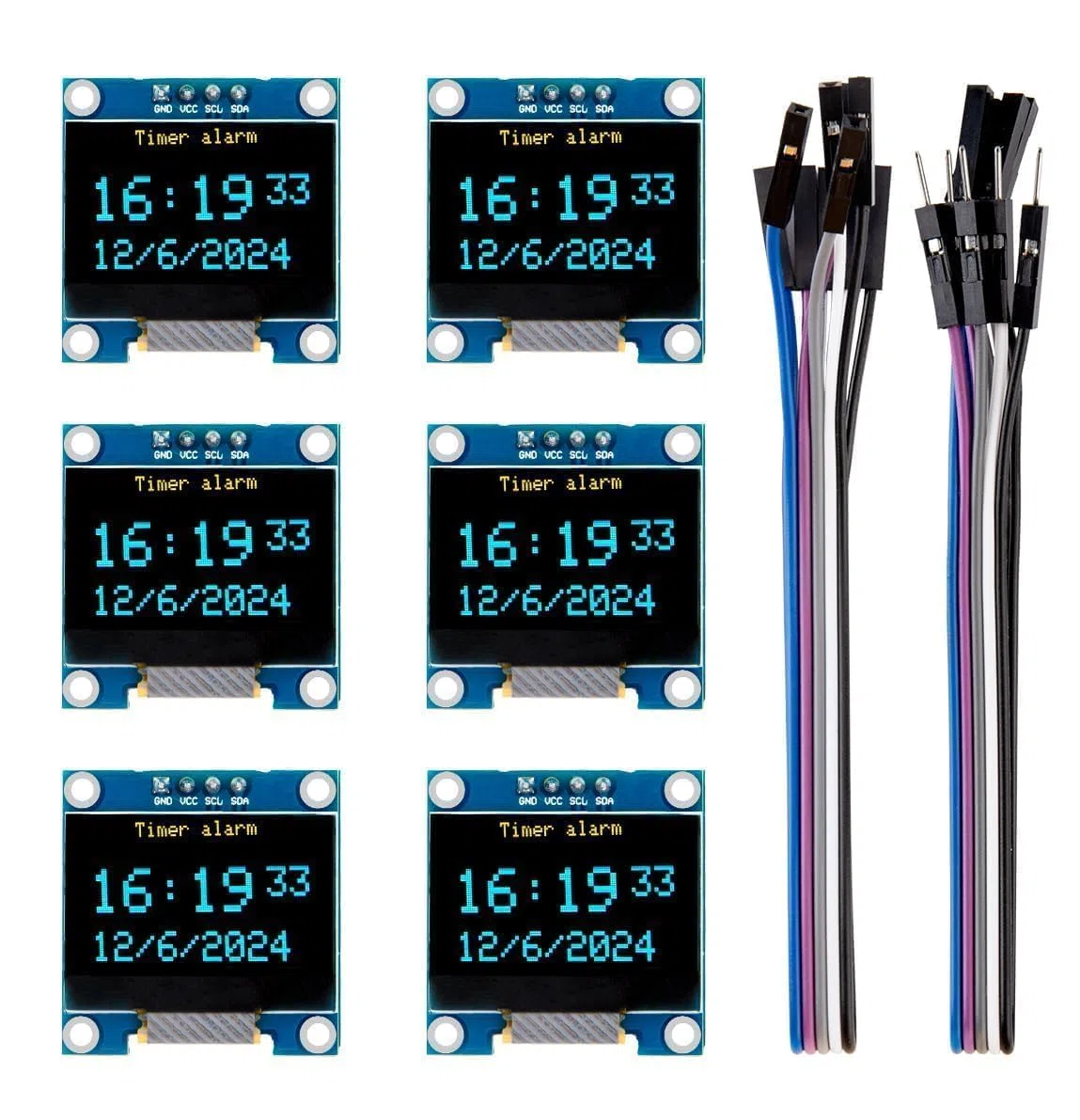 ELEGOO 6x 0,96 Pulgadas OLED Display Screen, Módulo de Pantalla de Visualización con Cable DuPont, Pantallas Compactas y Autoiluminadas Compatible con Arduino y Raspberry