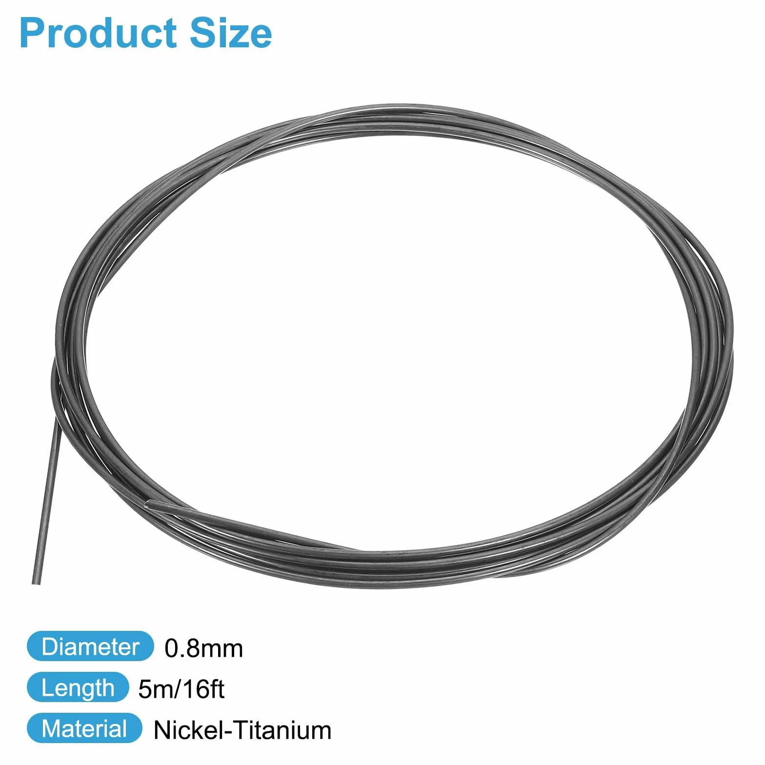 QUARKZMAN Alambre De Nitinol De 16 Pies, 1 Pc 0.8mm Alambre Superelástico De Nitinol Con Memoria De Forma Pretreinado Alambre De Acero Para Muelles De Níquel-Titanio Para Laboratorios