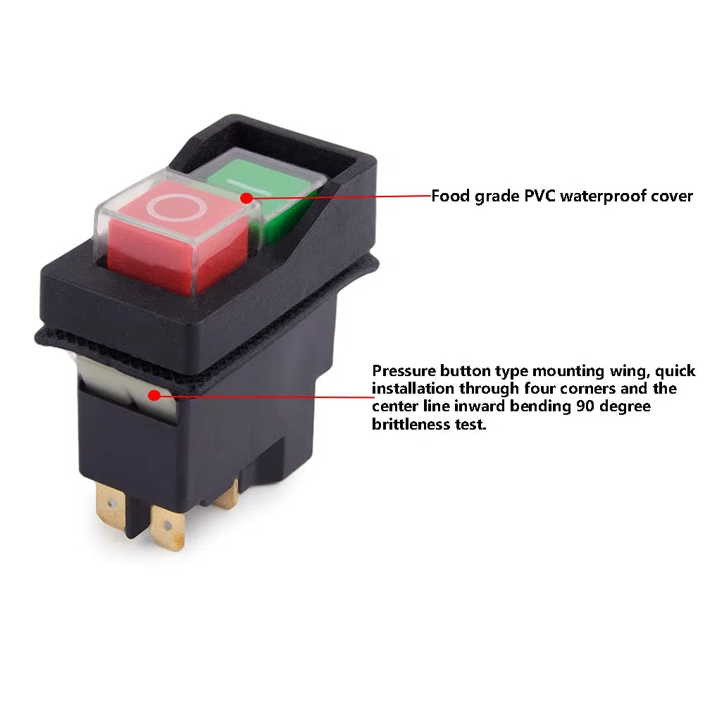 KJD17 5 PIN Botón a presión impermeable, interruptor electromagnético, CA 250 V 16 A, interruptor de seguridad magnético para hormigonera, interruptor para máquina IP55