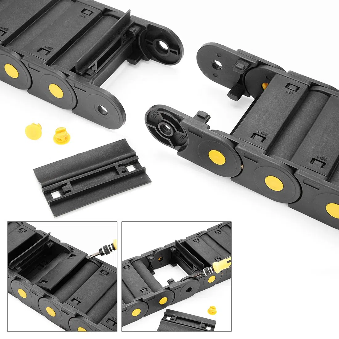 sourcing map R55 25mm x 77mm Plastic Closed can Open Cable Drag Chain Wire Carrier 1M Long