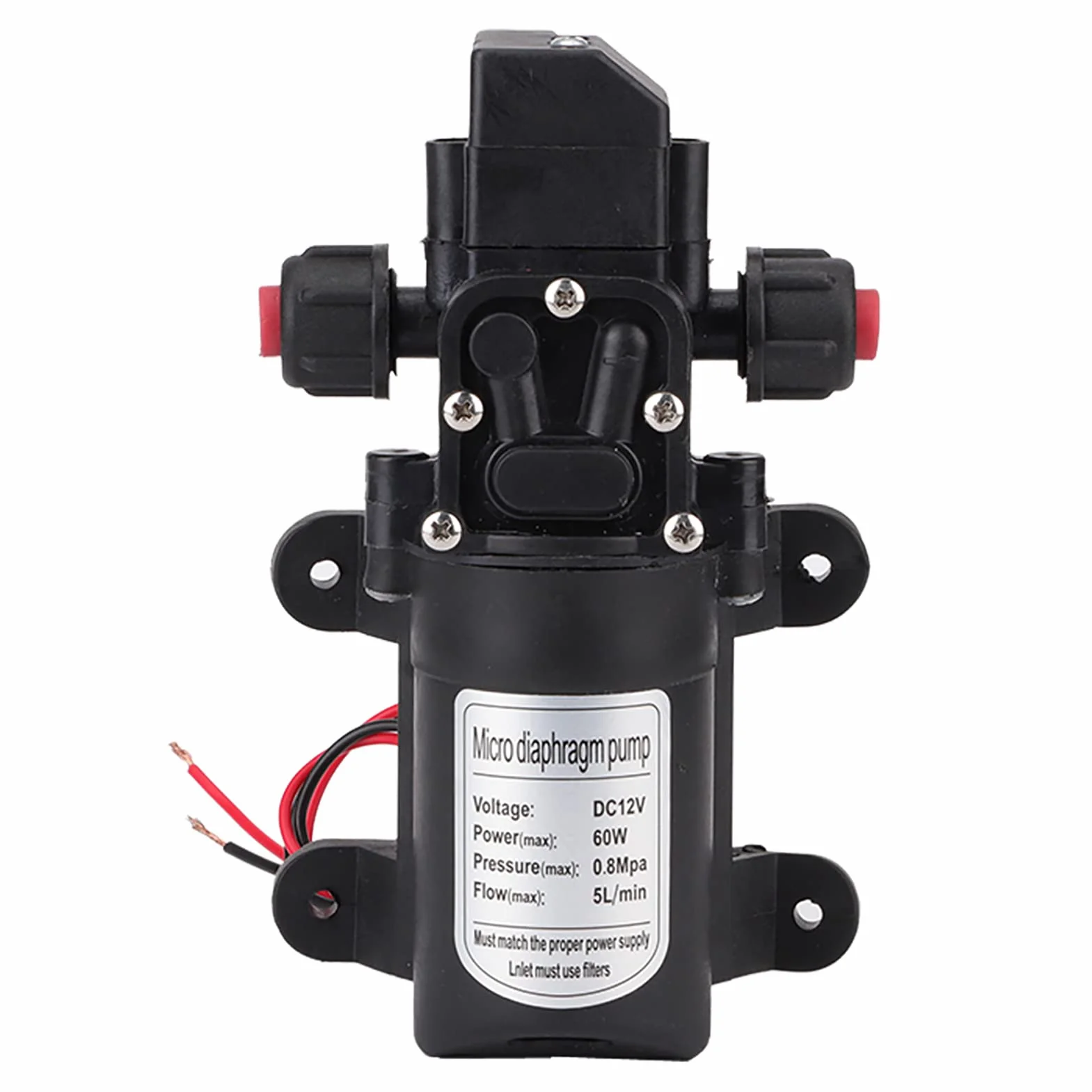 Jadeshay Bomba de Agua 12V,Bomba de Diafragma Bomba de Agua Autocebante de Alta Presión 5L/Min Bomba Autocebante DC para Jardín Caravana Camping RV Botes