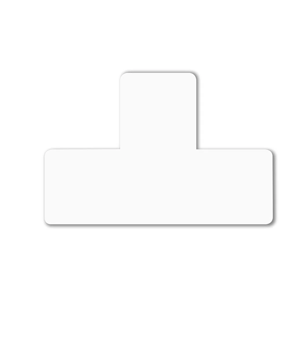 Djois, 197302 – Lote de 10 Símbolos de Marcaje en Suelo Adhesivos Forma Ángulo T, PVC Resistente 350 μ, para Almacenes, Talleres y Zonas de Circulación, Blanco