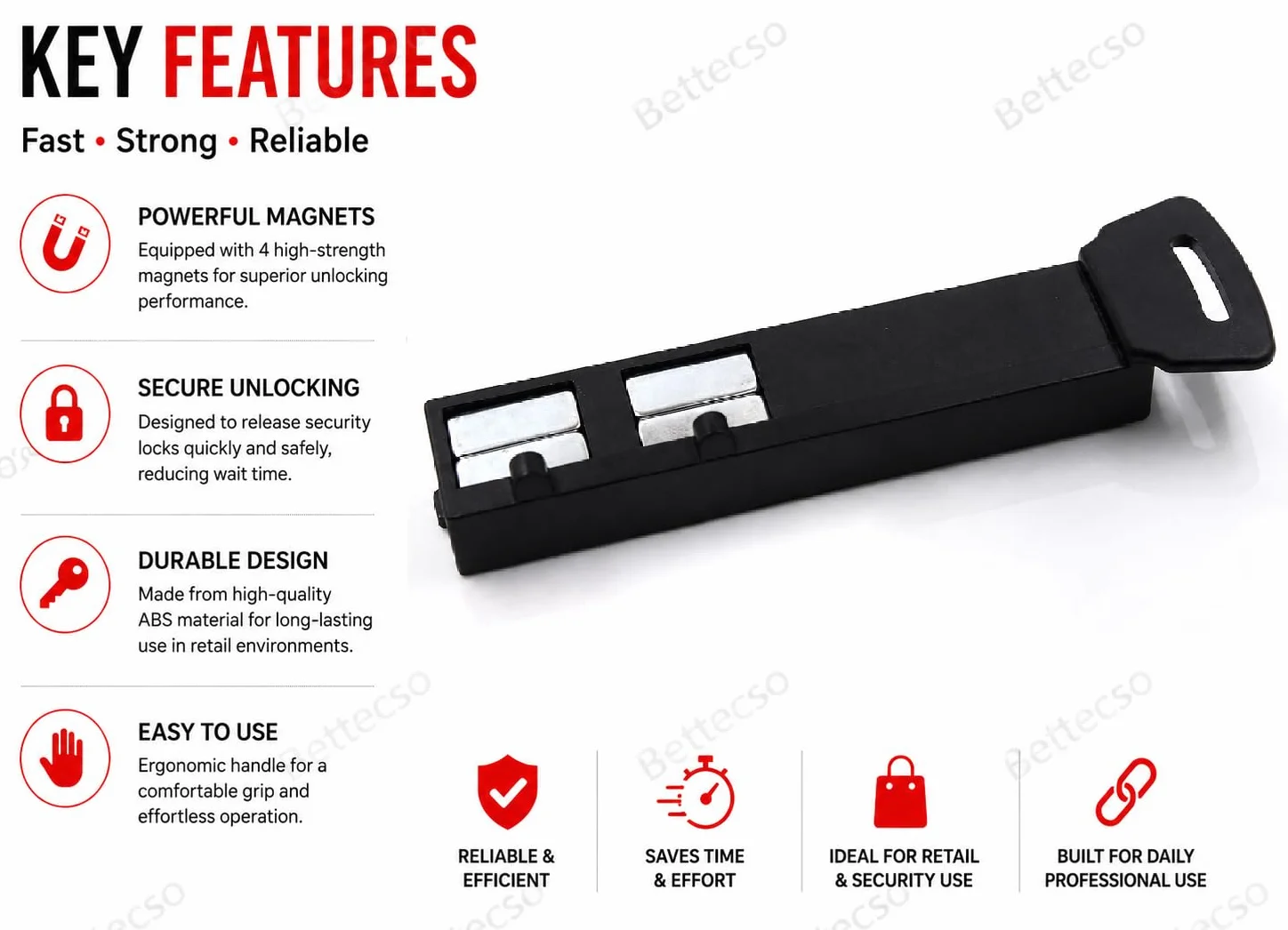 Llave Magnética S3 Compatible con Sistemas Alpha EAS | Para Alarmas Araña Spider Wrap y Ganchos de Exposición Retail N52 Detacher (S3) (S3)