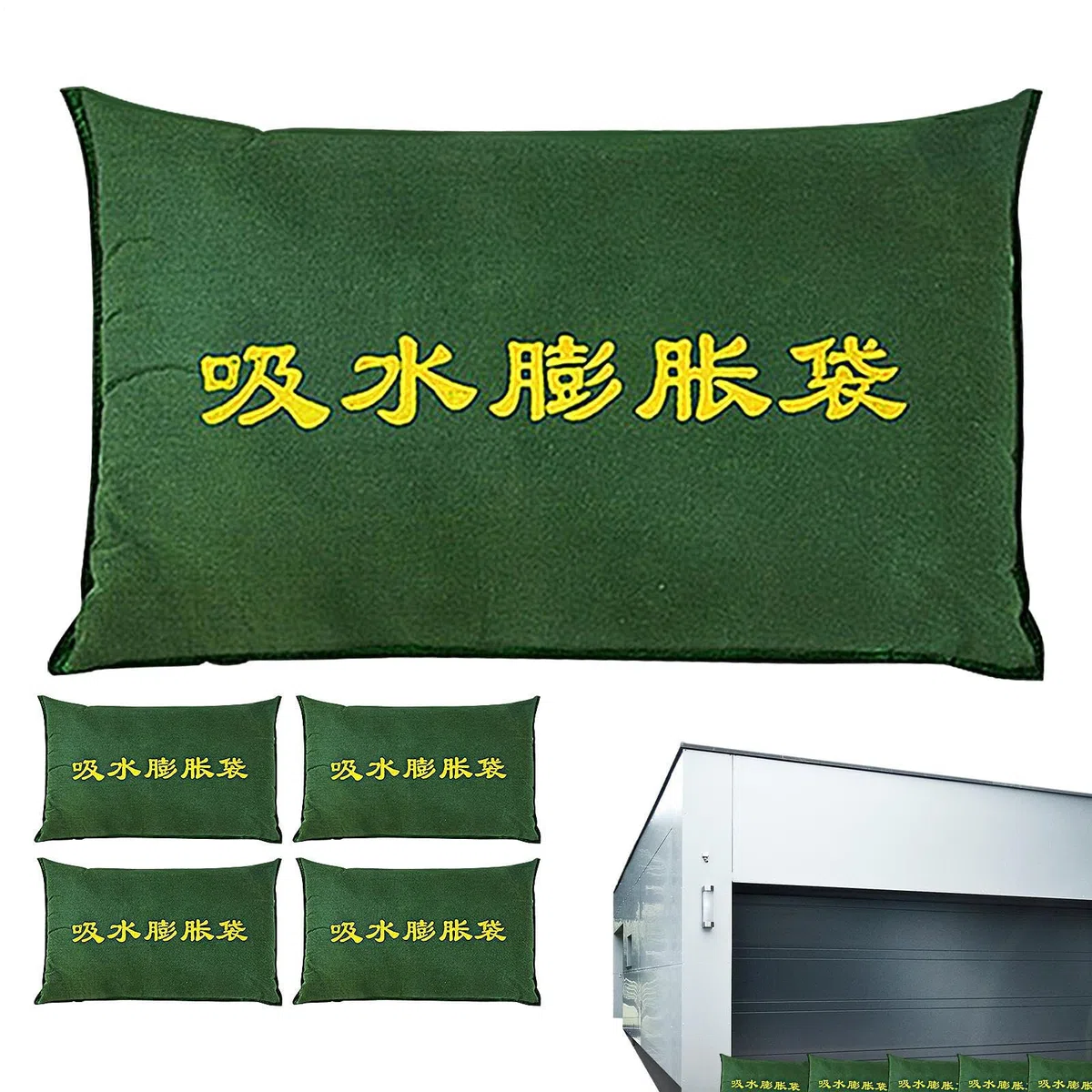 Bolsas de activadas por agua, 5 barreras de protección contra inundaciones, bolsas absorbentes de protección contra inundaciones para el sótano de la puerta del garaje, saco de