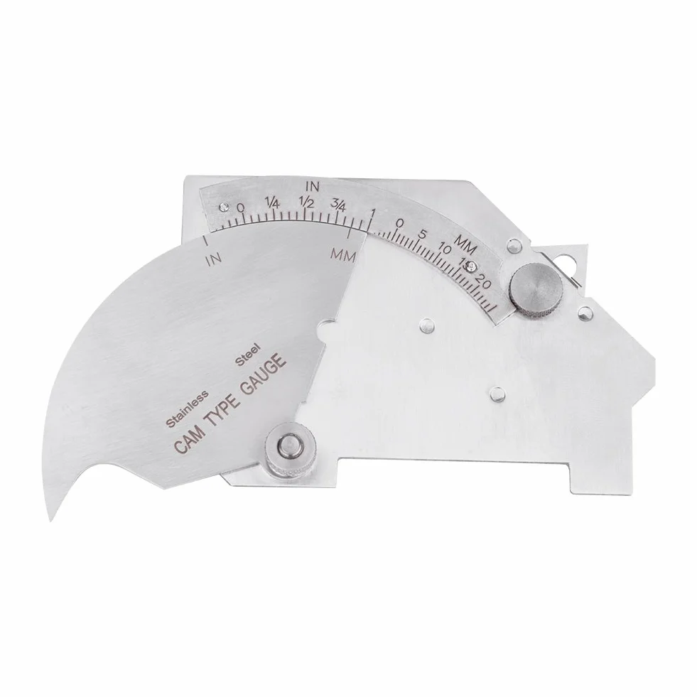 Medidor de leva de puente Medidor de soldadura MG-8 de acero inoxidable Superficies soldadas Herramienta de inspección de juntas Medidor de garganta de pierna de filete de corte en pulgadas y métrico