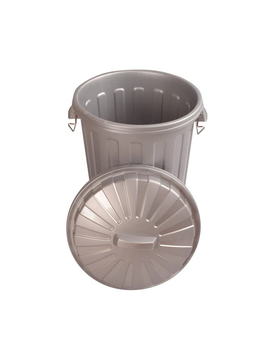 JARDIN202 - Cubo Basura Diseño Moderno de plástico con Tapadera | Cubo Resistente almacenaje y Reciclar | 100 litros (Plata)
