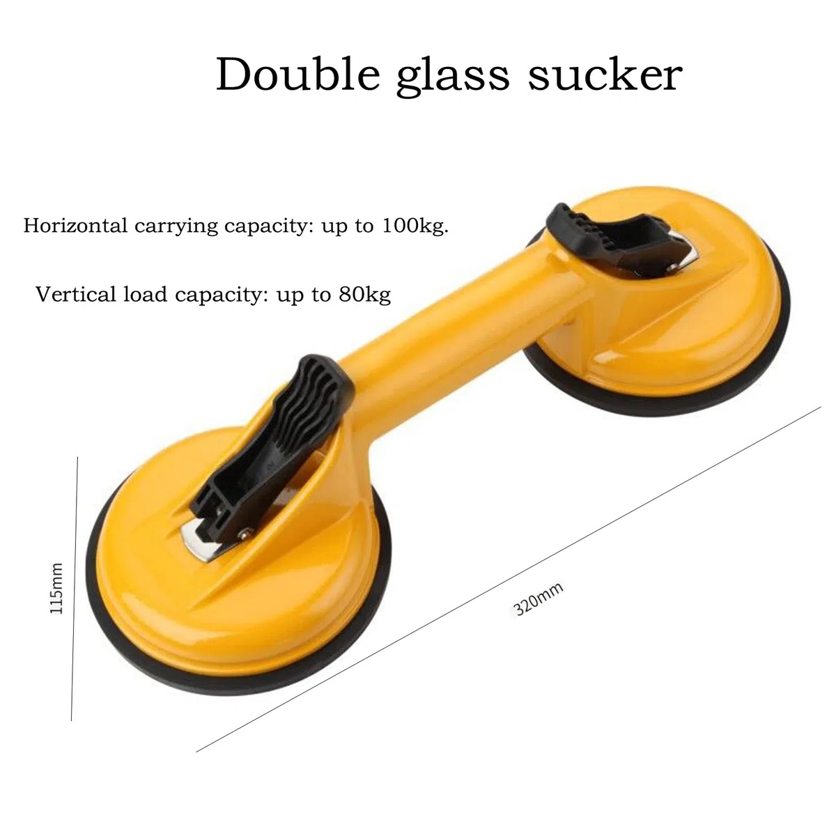 Ventosas para Azulejos Ventosa para Cristal Ventosa Doble 100kg Ventosa de Elevación para Transportar Objetos Voluminosos y Pesados, Vidrio, Maderas, Pisos, Superficie Lisa