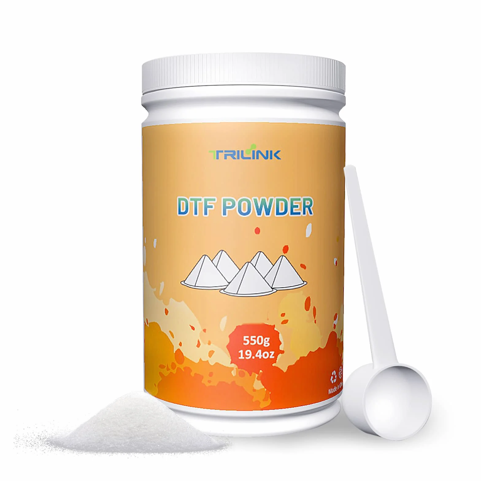 TRILINK Polvo DTF para Sublimación 550g – Polvo de Transferencia DTF Adhesivo a Fusión Caliente para Todas las Impresoras DTF para Impresión Digital en Camisetas Textiles