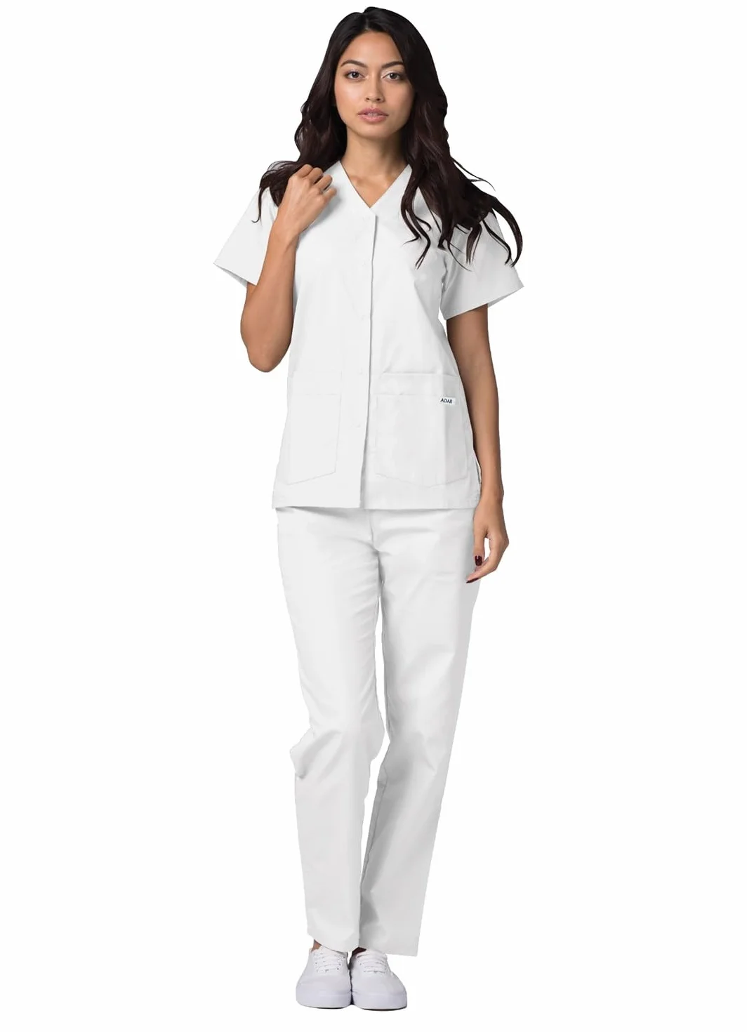 Adar Uniformes médicos para Mujer - Casaca Sanitaria Frontal a presión