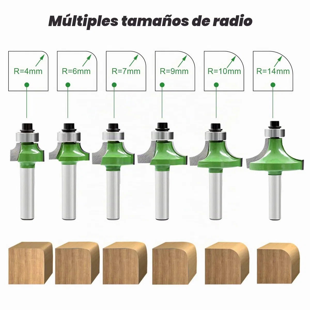 6 piezas Fresas para Metal 8mm, Fresa Trabajo de la Madera de Metal Duro, Fresa Punta Redonda Fresadoras Madera, Fresadoras de Cantos, para Tableros de Partículas, Madera, Contrachapada (6 piezas)