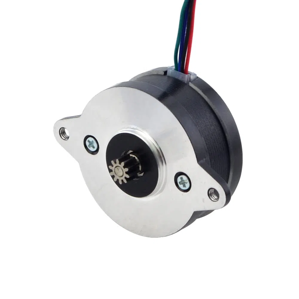 STEPPERONLINE Motor paso a paso redondo Nema 14 Pancake bipolar 0.9 deg 9 Ncm 1.0 A 36.5 x 17.5 mm 4 cables con engranaje helicoidal de 10 dientes para Voron V0.1