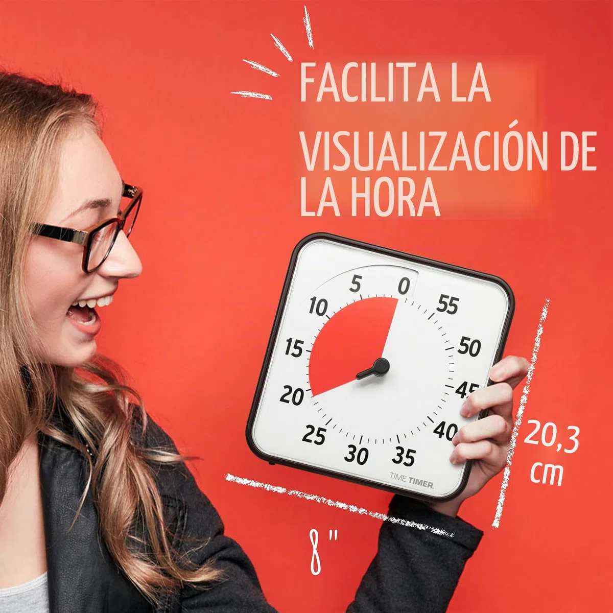 Time Timer Original Mediano, 19x19cm - Temporizador Visual de 60 Minutos - Reloj de Cuenta Regresiva para el Aula o reuniones para niños y Adultos (Negro)