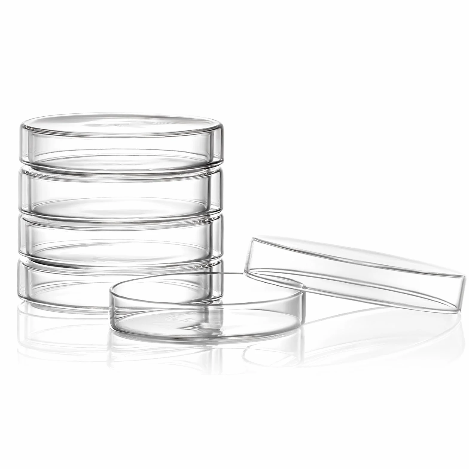 Huanyu 90mm Placas de Petri con tapas 5 unidades Placa de Petri de vidrio de borosilicato alto para cultivo bacteriano, para experimentos científicos escolares en laboratorios de moldes